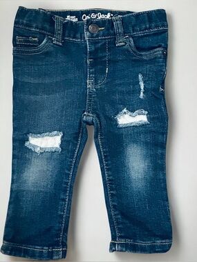 Baby Girls 12 months  CAT & JACK Ripped Skinny Stretch Denim Blue Jeans Pants